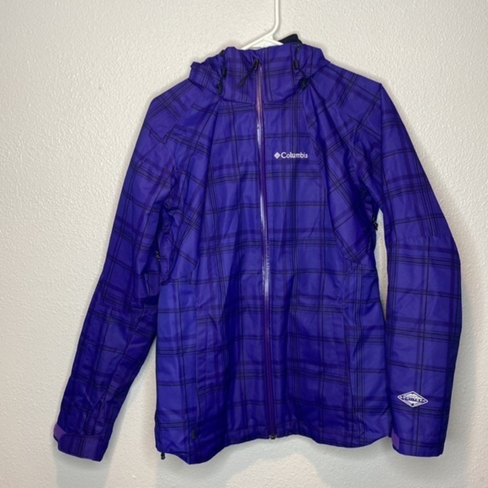 Columbia Purple Plaid Waterproof Jacket Size Small